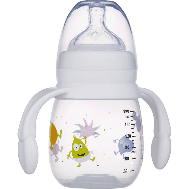 Nappflaska Med Handtag 180 Ml - Vit Babblarna