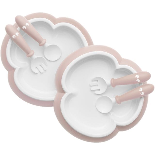 Barntallrik Med Sked Och Gaffel 2-Pack - Blekrosa Babybjörn
