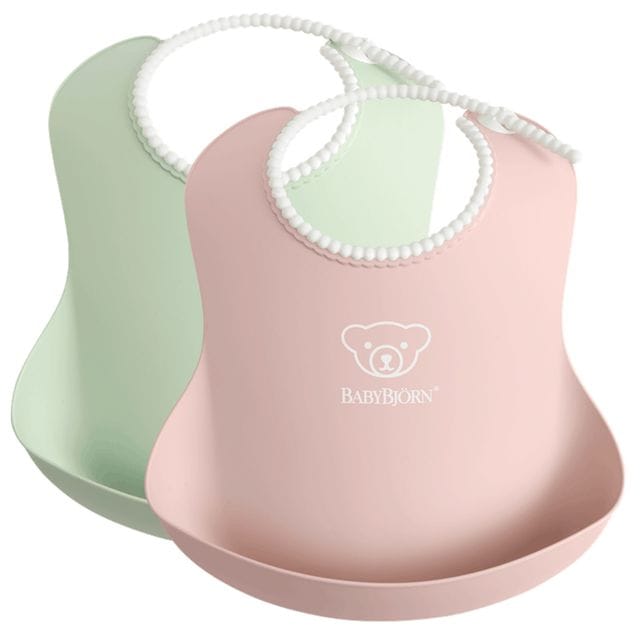 Mjuk Haklapp 2-Pack - Blekgrön/Blekrosa Babybjörn