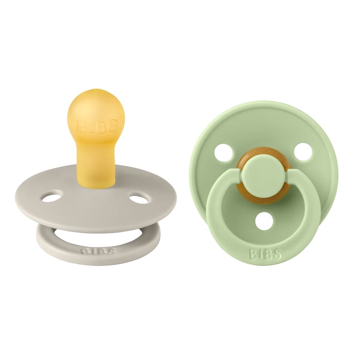 Napp Colour 2-pack Latex Rund - Sand/Pistachio BIBS
