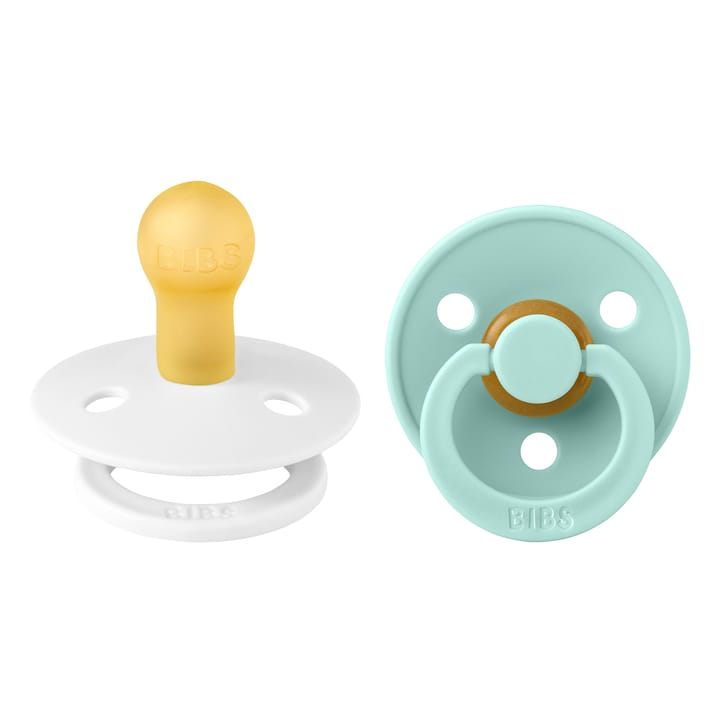 Napp Colour 2-pack Latex Rund - White/Mint BIBS