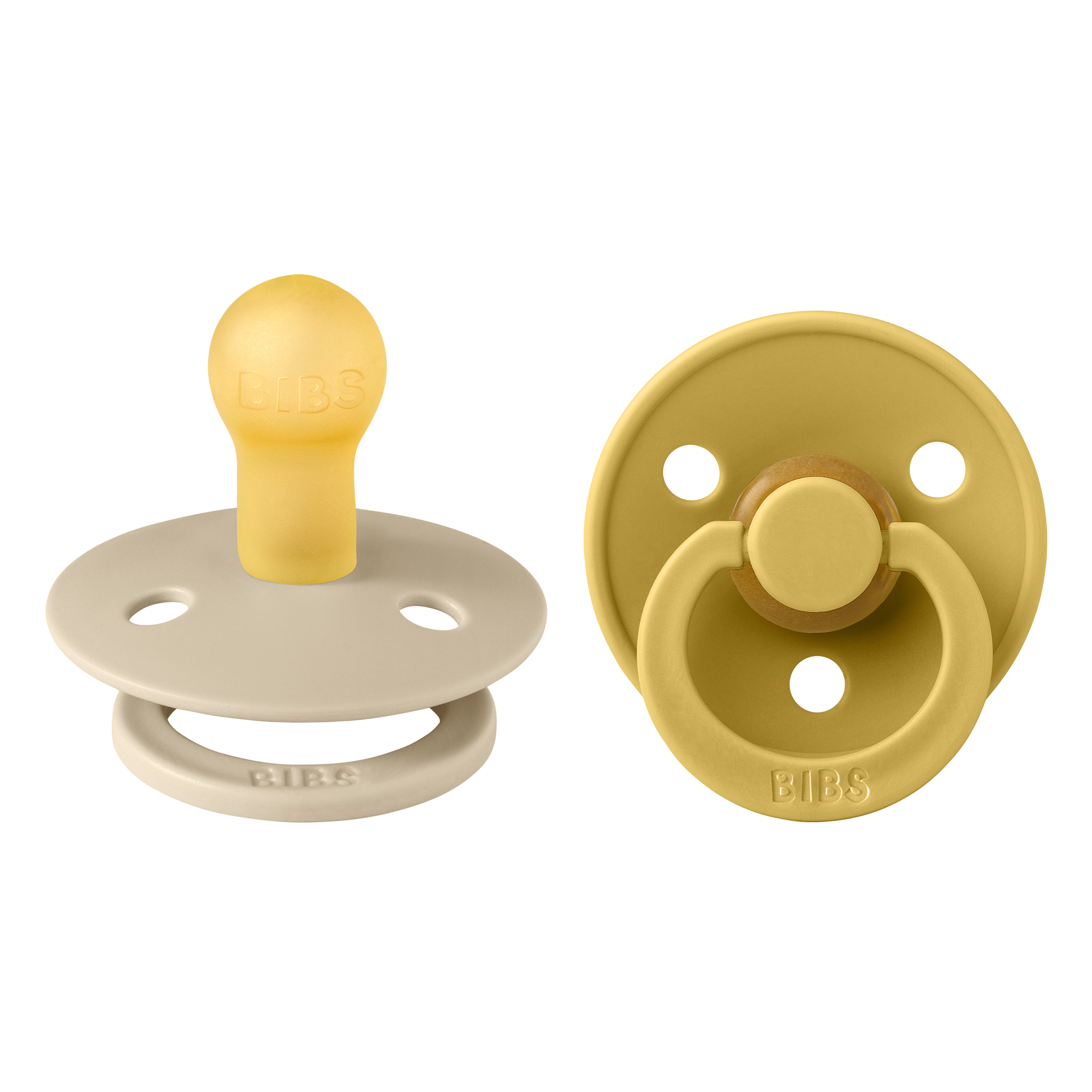 Product Image for BIBS  Napp Colour 2-pack Latex Rund, Vanilla/Mustard - BabyWorld