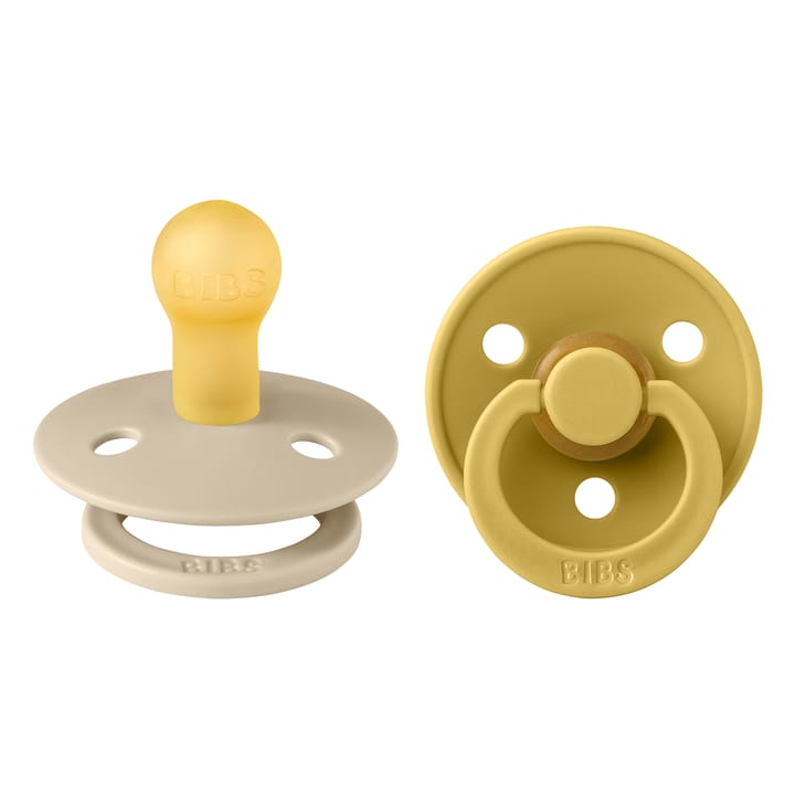 Napp Colour 2-pack Latex Rund - Vanilla/Mustard BIBS