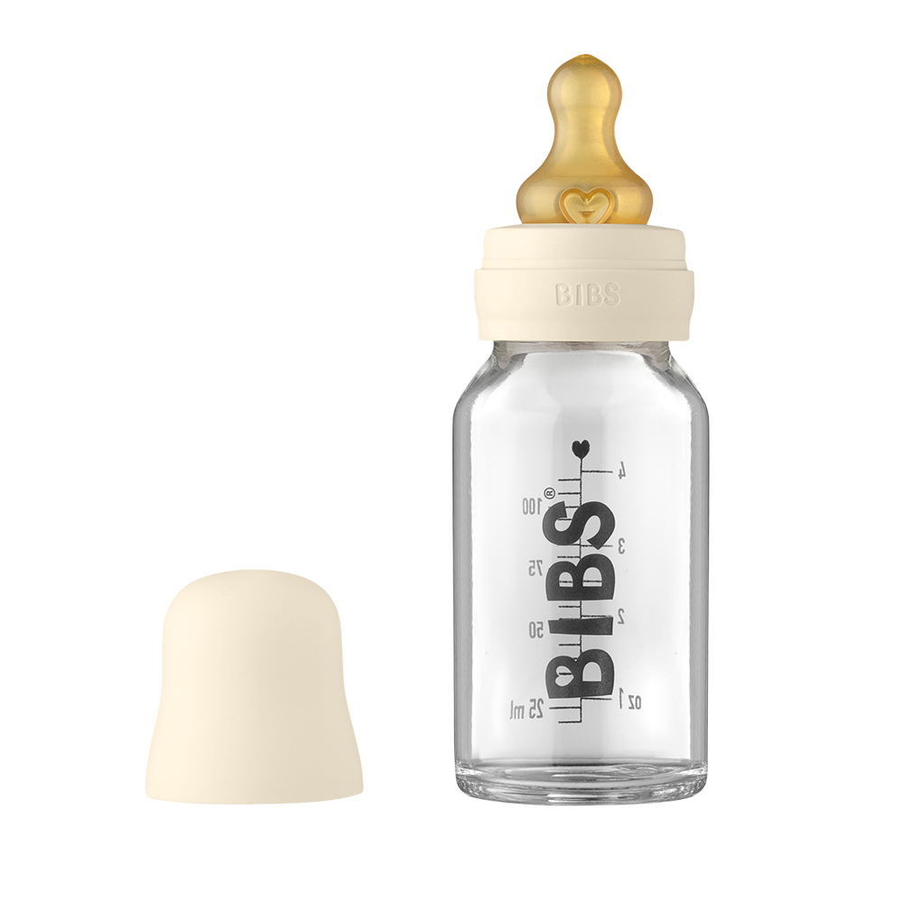 BIBS Nappflaska Baby Glas Latex 110ml Ivory