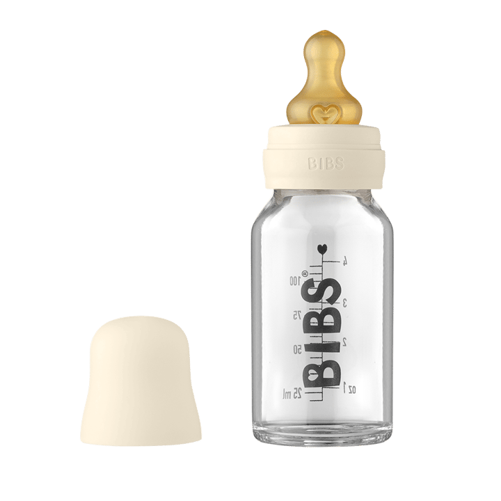 Nappflaska Baby Glas Latex 110ml - Ivory BIBS