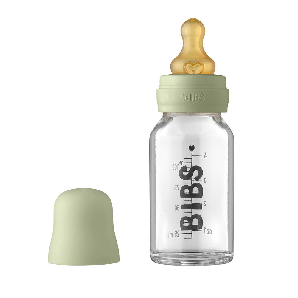 BIBS Nappflaska Baby Glas Latex 110ml Sage