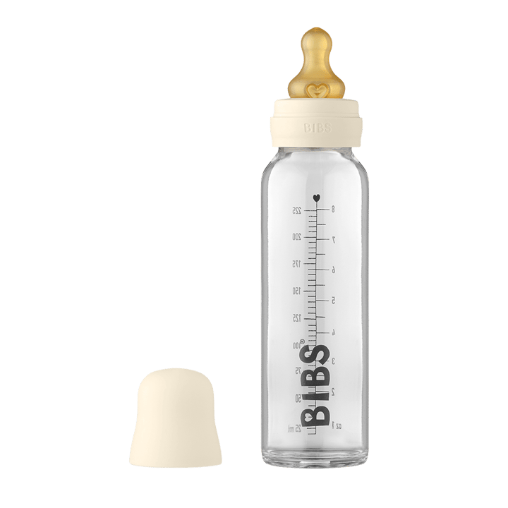 Nappflaska Baby Glas Latex 225ml - Ivory BIBS