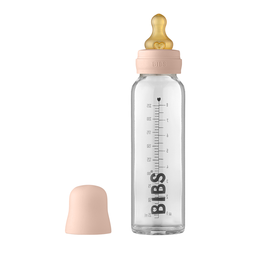 BIBS Nappflaska Baby Glas Latex 225ml Blush