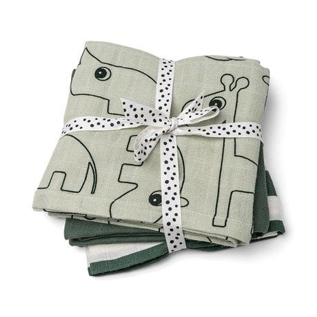 Tvättlappar 3-Pack Deer Friends Green Done By Deer