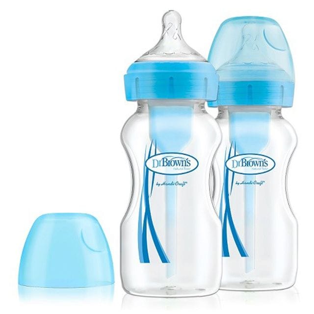 Wide-Neck Options+ Nappflaska 270ml 2-pack - Blå Dr.Brown