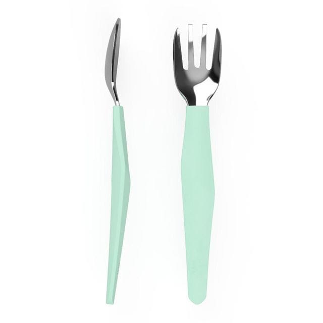 Bestick I Rostfritt Stål & Silikon 2-Pack - Mint Green