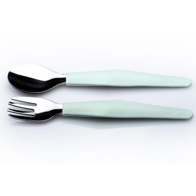Bestick I Rostfritt Stål & Silikon 2-Pack - Mint Green Everyday Baby