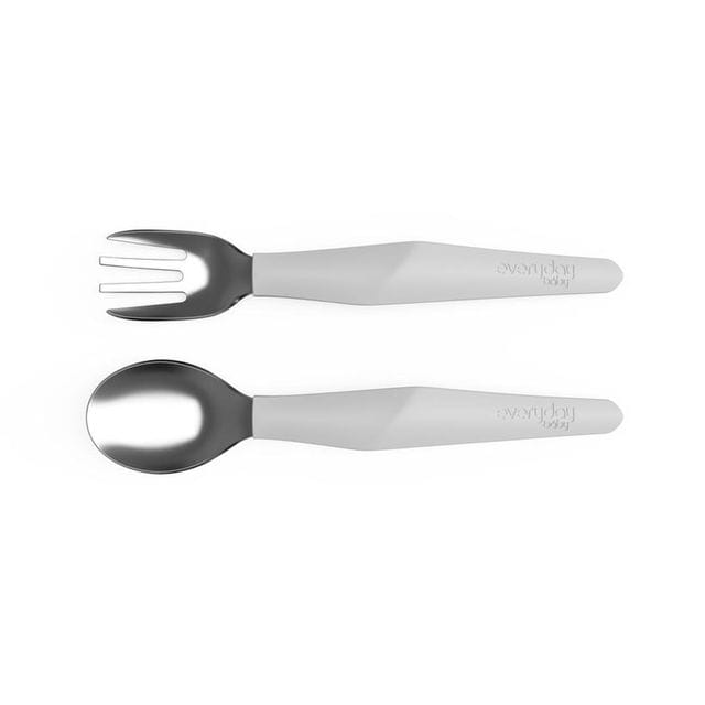 Bestick I Rostfritt Stål & Silikon 2-Pack - Quiet Grey Everyday Baby