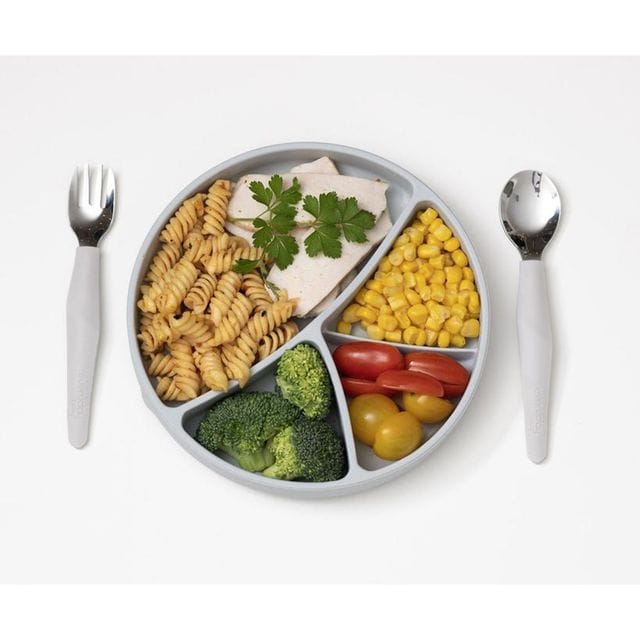 Bestick I Rostfritt Stål & Silikon 2-Pack - Quiet Grey Everyday Baby
