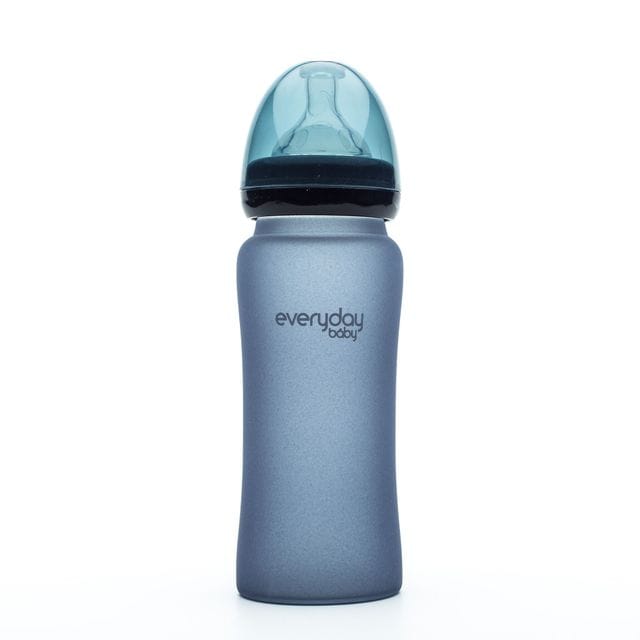 Nappflaska I Glas Med Värmeindikator 240ml - Blueberry Everyday Baby