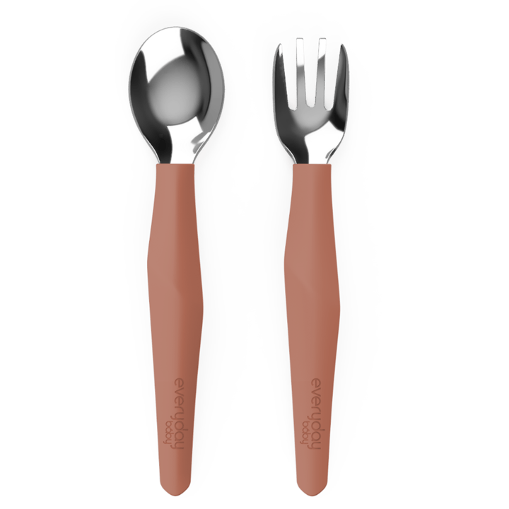 Bestick I Rostfritt Stål & Silikon 2-Pack - Nature Red