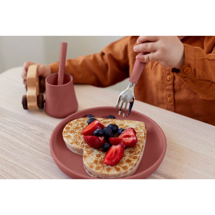 Bestick I Rostfritt Stål & Silikon 2-Pack - Nature Red Everyday Baby
