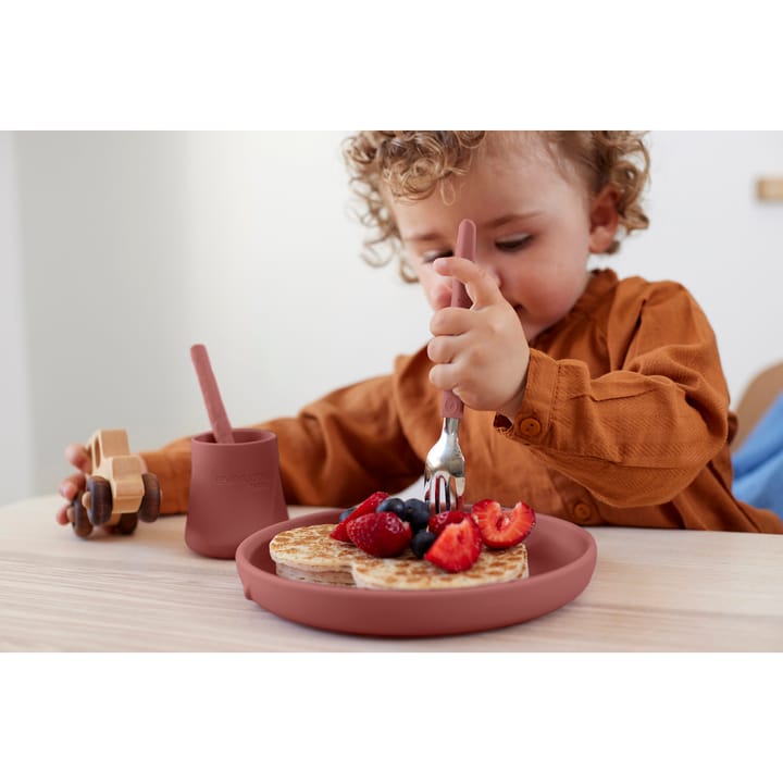 Bestick I Rostfritt Stål & Silikon 2-Pack - Nature Red Everyday Baby