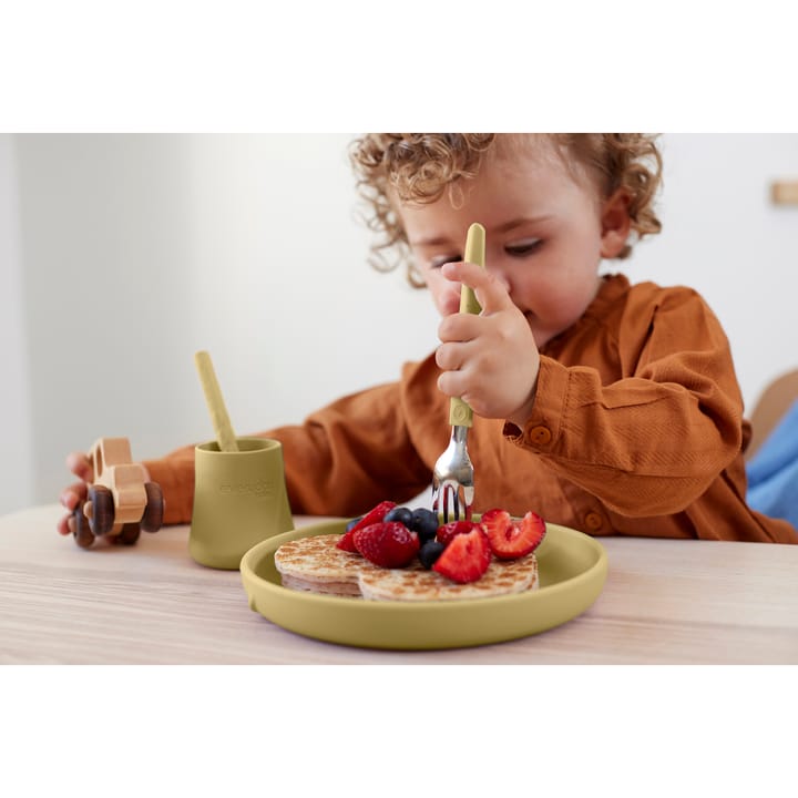 Bestick I Rostfritt Stål & Silikon 2-Pack - Soft Yellow Everyday Baby