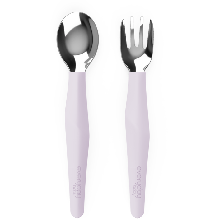 Bestick I Rostfritt Stål & Silikon 2-Pack - Light lavender