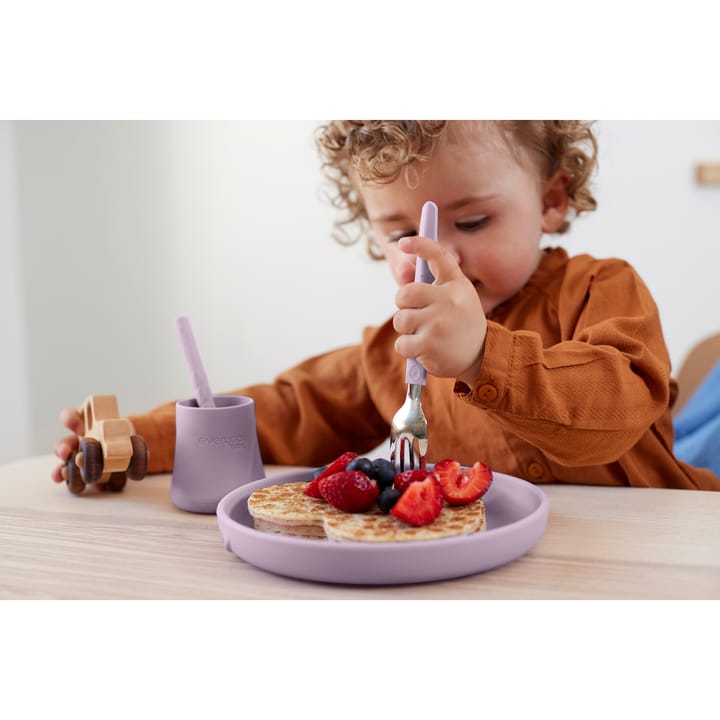 Bestick I Rostfritt Stål & Silikon 2-Pack - Light lavender Everyday Baby