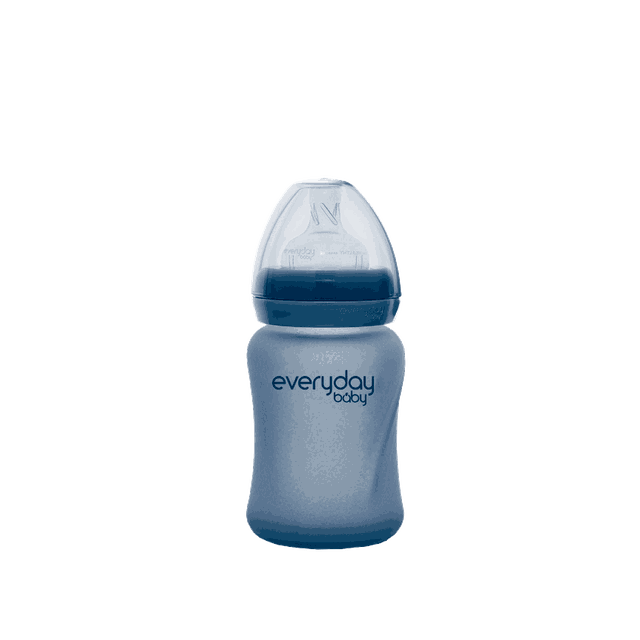 Nappflaska Glas Värmeindikator Healthy+ 150ml - Blueberry Everyday Baby