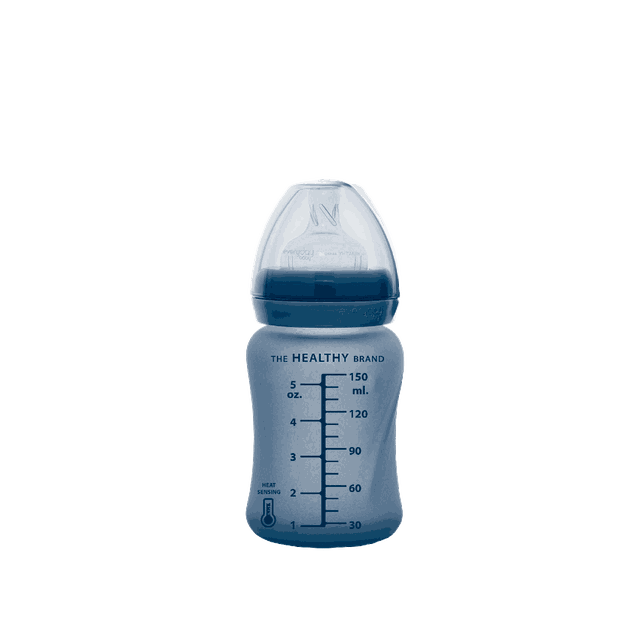 Nappflaska Glas Värmeindikator Healthy+ 150ml - Blueberry Everyday Baby