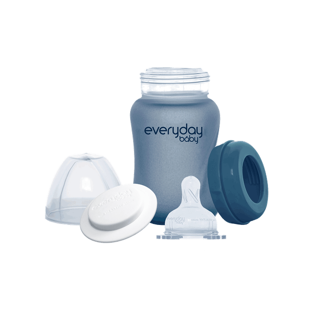 Nappflaska Glas Värmeindikator Healthy+ 150ml - Blueberry Everyday Baby