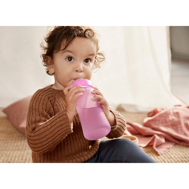Nappflaska Glas Värmeindikator Healthy+ 240ml - Cerise Pink Everyday Baby