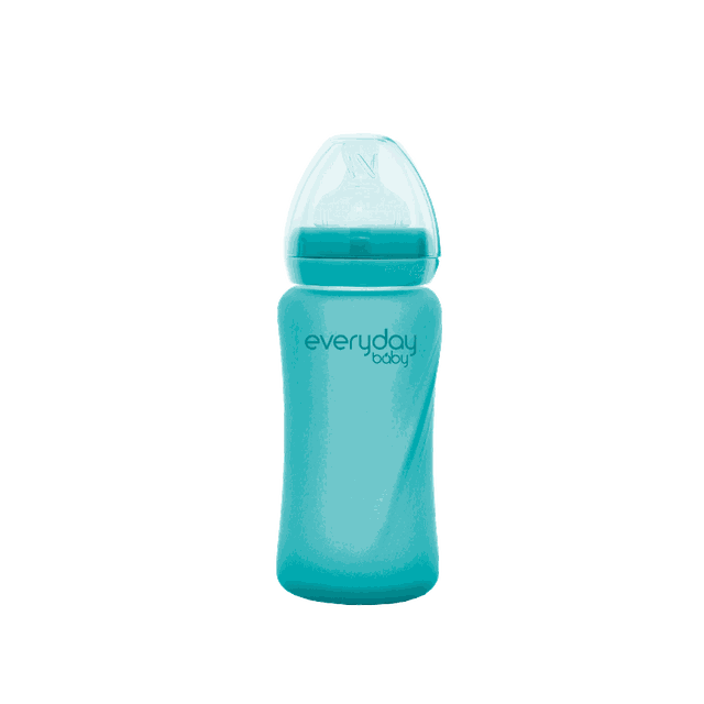 Nappflaska Glas Värmeindikator Healthy+ 240ml - Turkos