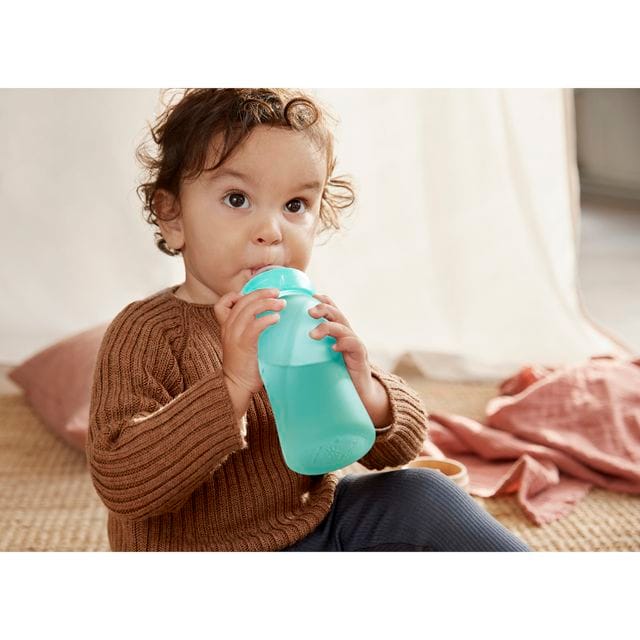 Nappflaska Glas Värmeindikator Healthy+ 240ml - Turkos Everyday Baby