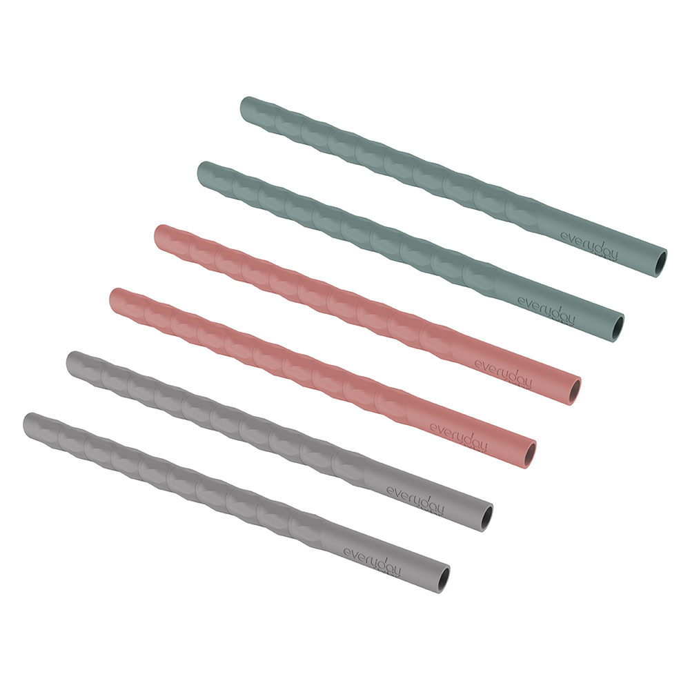 Everyday Baby Silikonsugrör 6-pack Grey/Red/Green
