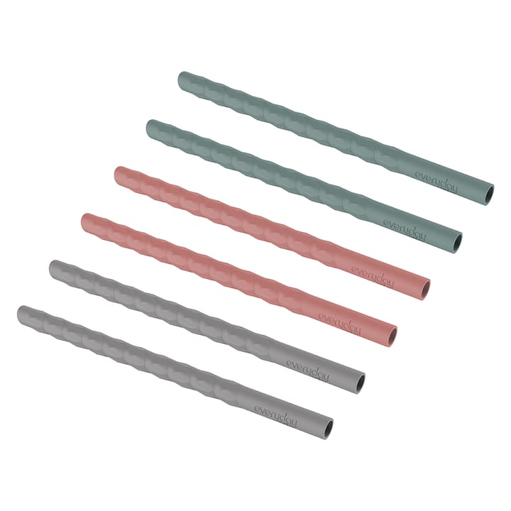 Silikonsugrör 6-pack - Grey/Red/Green