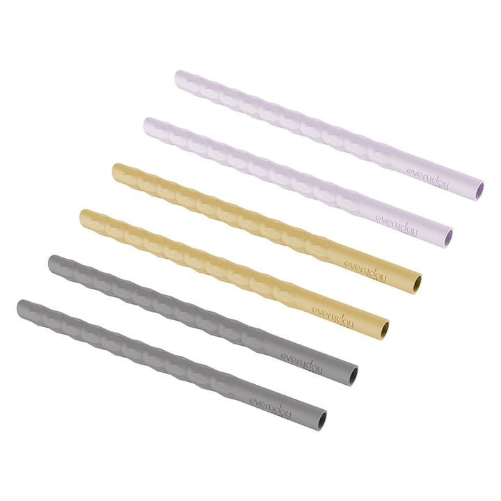 Silikonsugrör 6-pack - Grey/Lavender/Yellow Everyday Baby