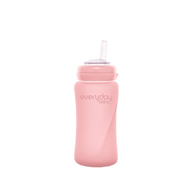 Sugrörsflaska i Glas Healthy+ 240ml - Rose Pink Everyday Baby
