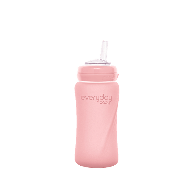 Sugrörsflaska i Glas Healthy+ 240ml - Rose Pink