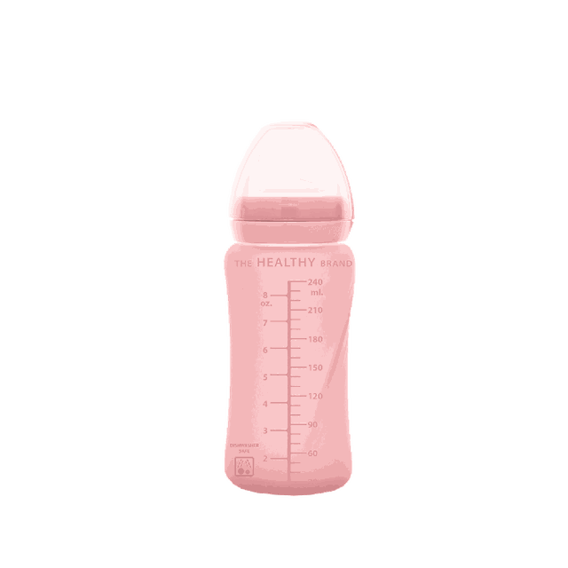 Sugrörsflaska i Glas Healthy+ 240ml - Rose Pink Everyday Baby