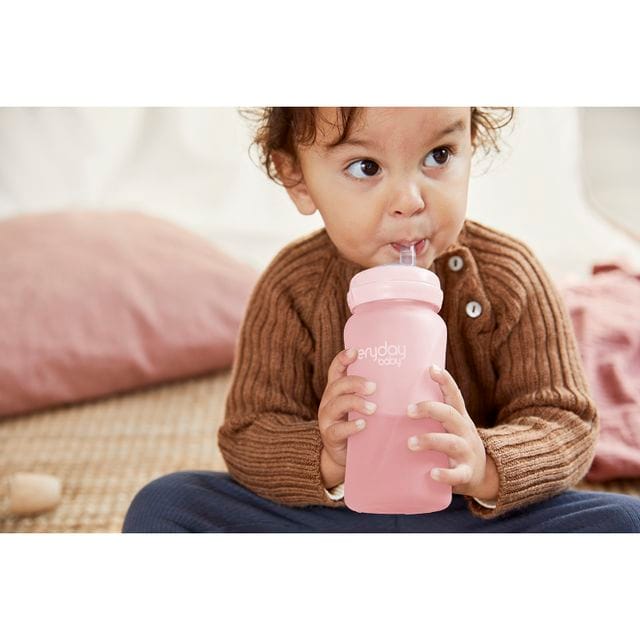 Sugrörsflaska i Glas Healthy+ 240ml - Rose Pink Everyday Baby