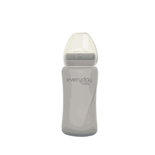 Sugrörsflaska i Glas Healthy+ 240ml - Quiet Grey Everyday Baby
