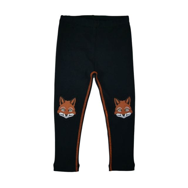 Leggings Printed Knees Fox Jet Black Filemon Kid