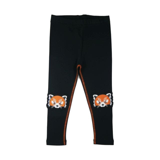 Leggings Printed Knees Red Panda Jet Black Filemon Kid