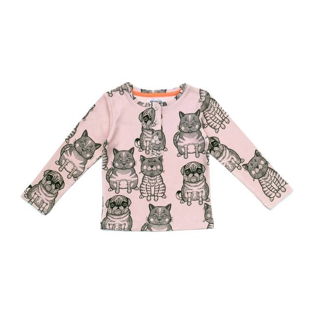 Longsleeve Tee Cats+Pug Cameo Rose Filemon Kid