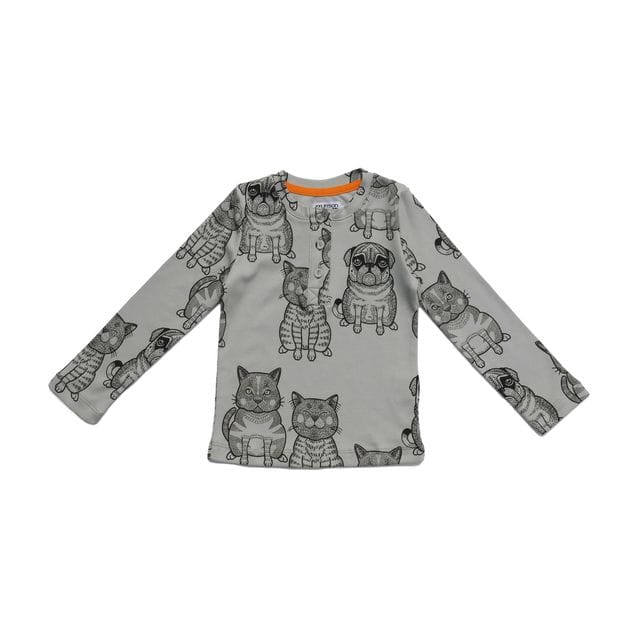 Longsleeve Tee Cats+Pug Desert Sage Filemon Kid