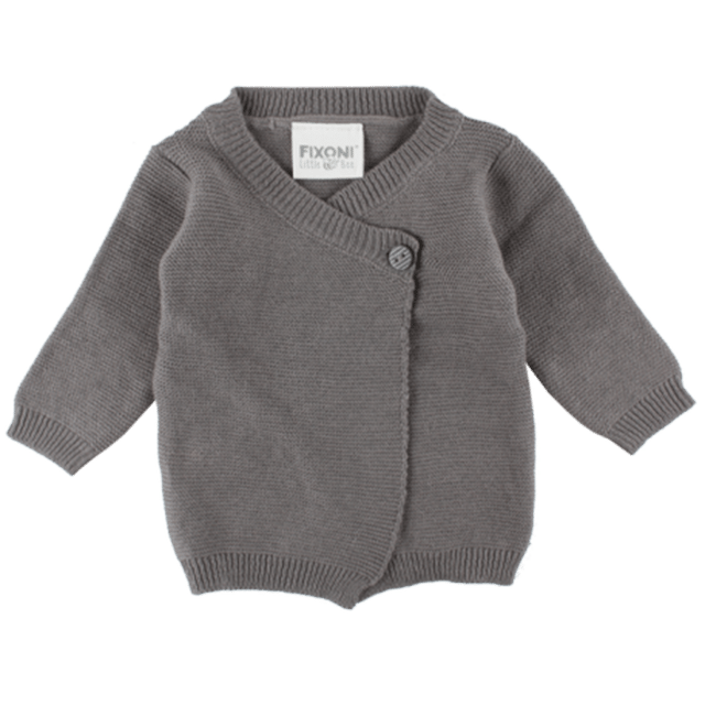 Born Stickad Ls Cardigan Prematur Grey Melange Fixoni