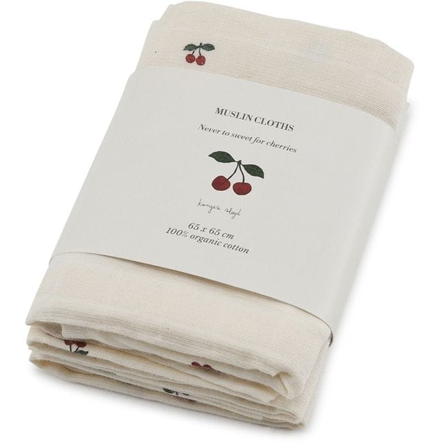 3-Pack Muslin Tvättlappar - Cherry Konges Slöjd