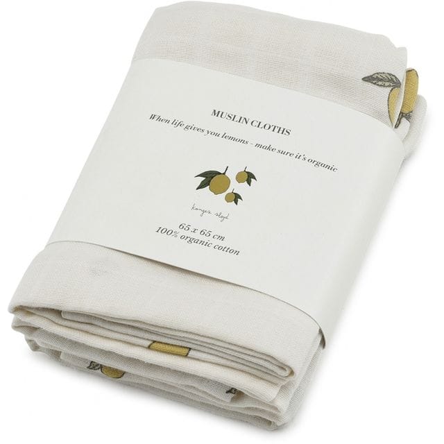 3-Pack Muslin Tvättlappar - Lemon Konges Slöjd