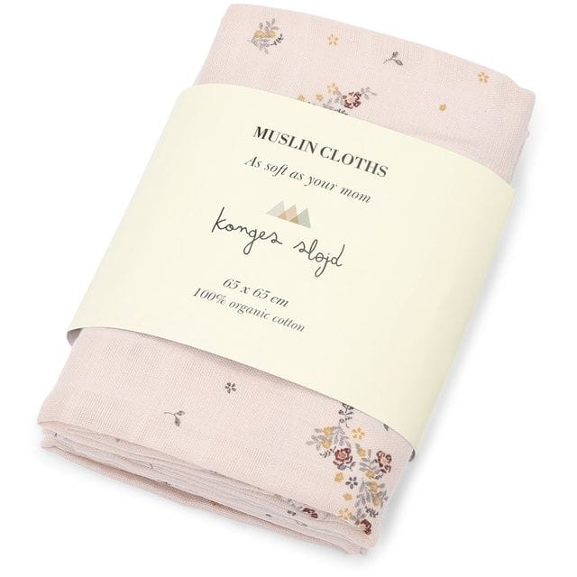 3-Pack Muslin Tvättlappar - Nostalgie blush Konges Slöjd