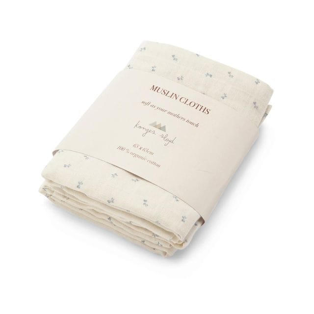 3-Pack Muslin Tvättlappar - Petit Bisou Blue Konges Slöjd