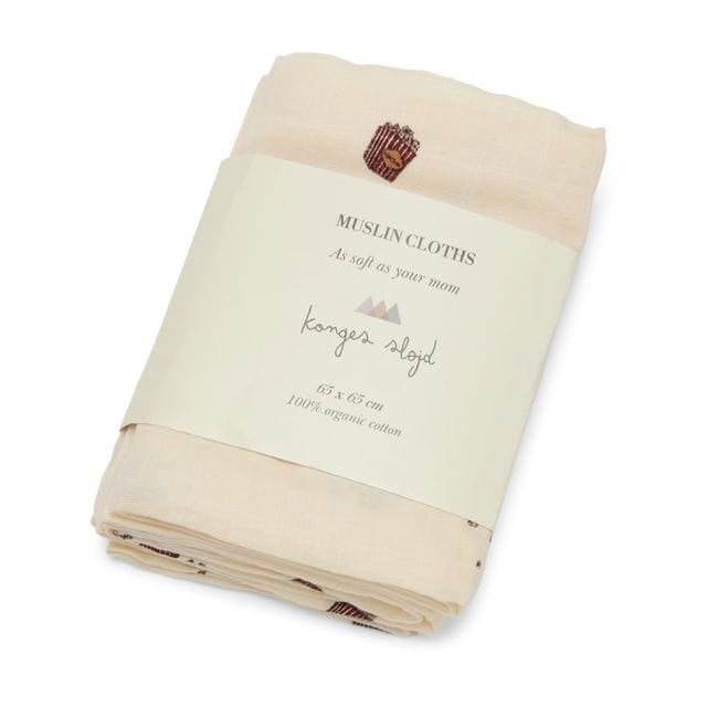 3-Pack Muslin Tvättlappar - Popcorn Konges Slöjd