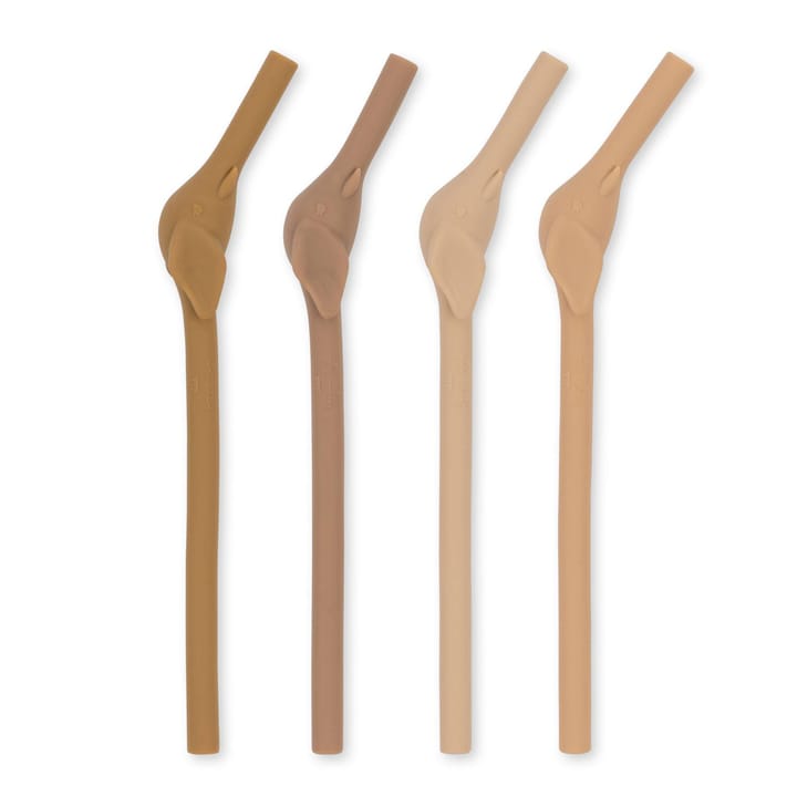 Sugrör Silikon 4-pack Elefant - Rosesand Mix Konges Slöjd